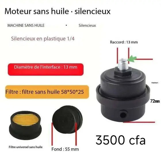Filtre silencieux pour compresseur sans huile