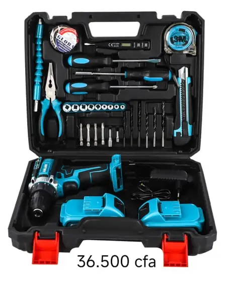 Coffret d’outillage complet avec perceuse sans fil