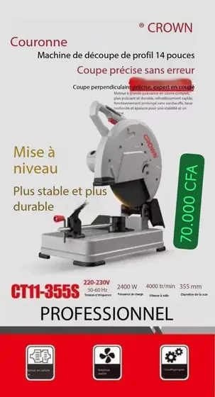 Tronçonneuse à métaux Crown CT11-355S