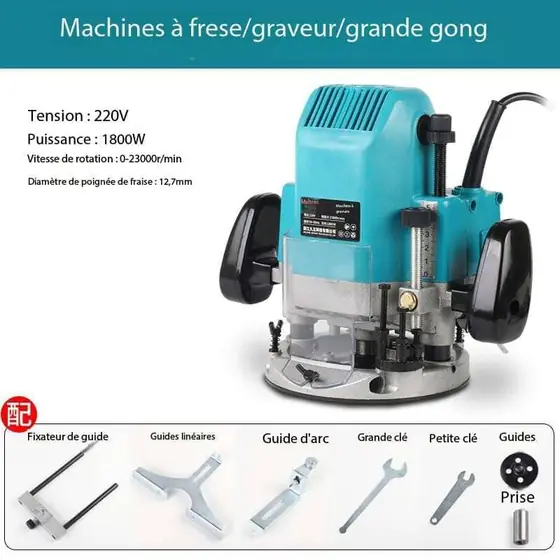 Défonceuse électrique 1800 W avec ses guides