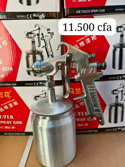 Pistolet à peinture pneumatique W-71S à godet inox