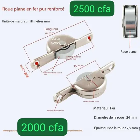 Roue plane en fer pur renforcé avec cotes