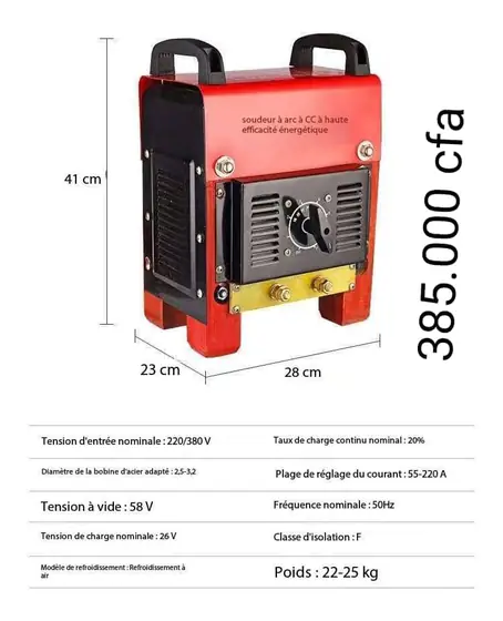 Poste à souder à transformateur 400 A avec cotes