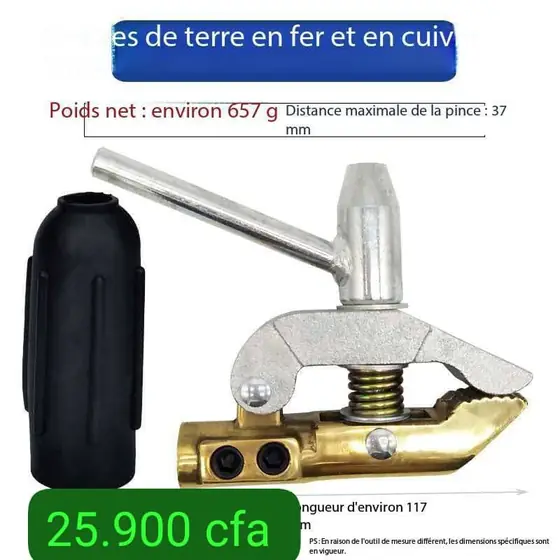 Pince de masse en fer et cuivre 657 g avec housse