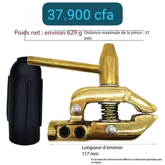 Pince de masse en cuivre pur 780 g avec housse