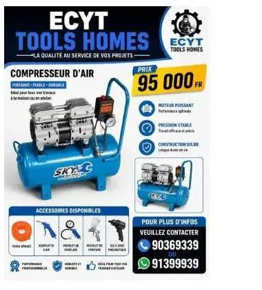 Compresseur d’air silencieux SKY, vendu chez ECYT à Lomé